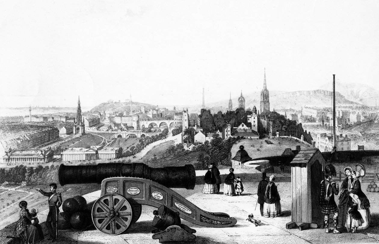 Edinburgh fra slottet, graveret af Thomas Brown af John Ramage