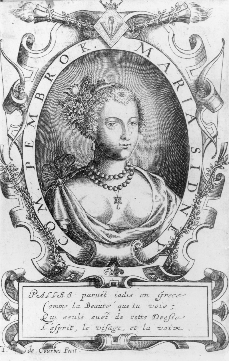 Portræt af Mary Sidney, grevinde af Pembroke (f.1561) af J. de Courbes
