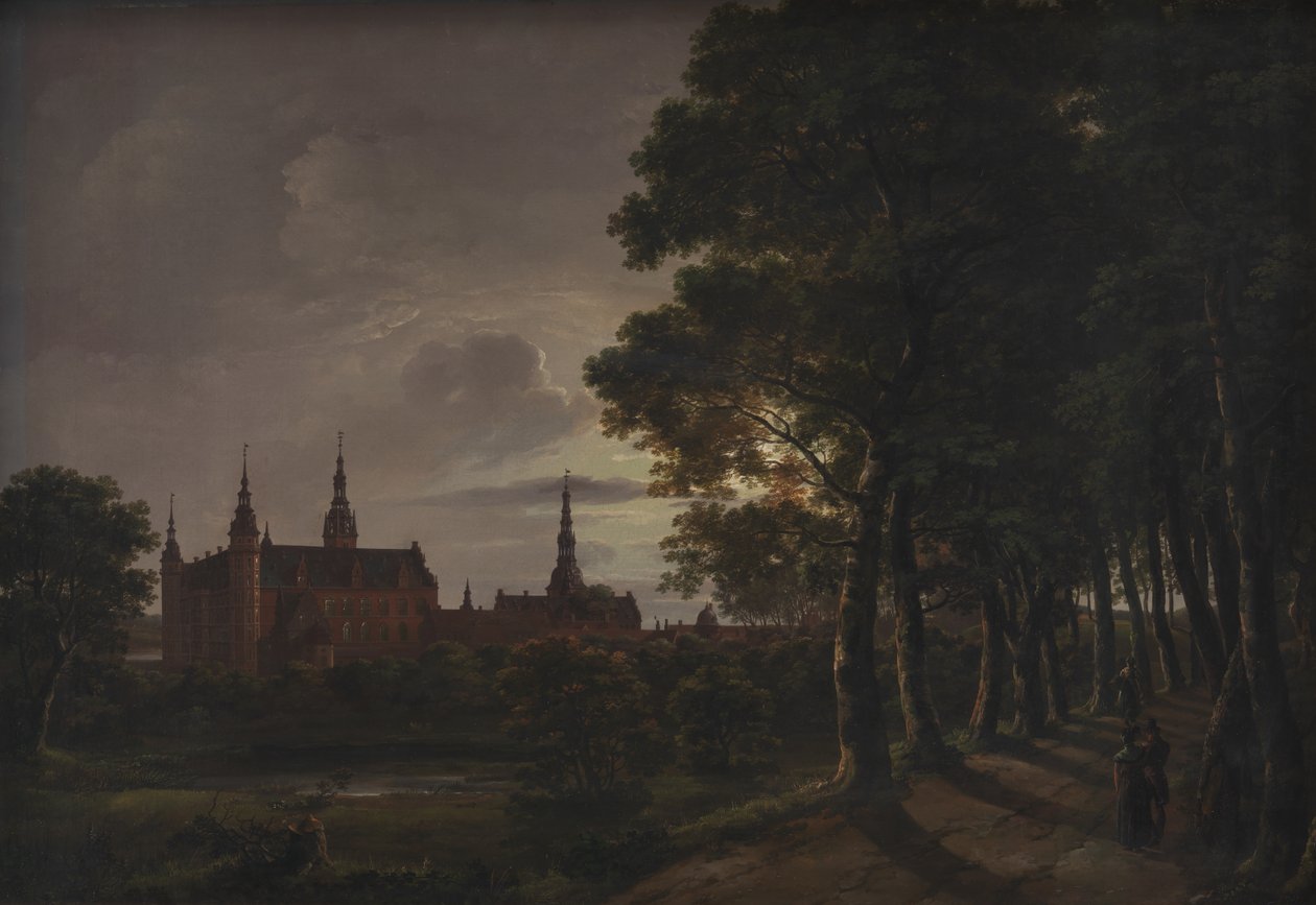 Frederiksborg Castle by Moonlight af Johan Christian Dahl