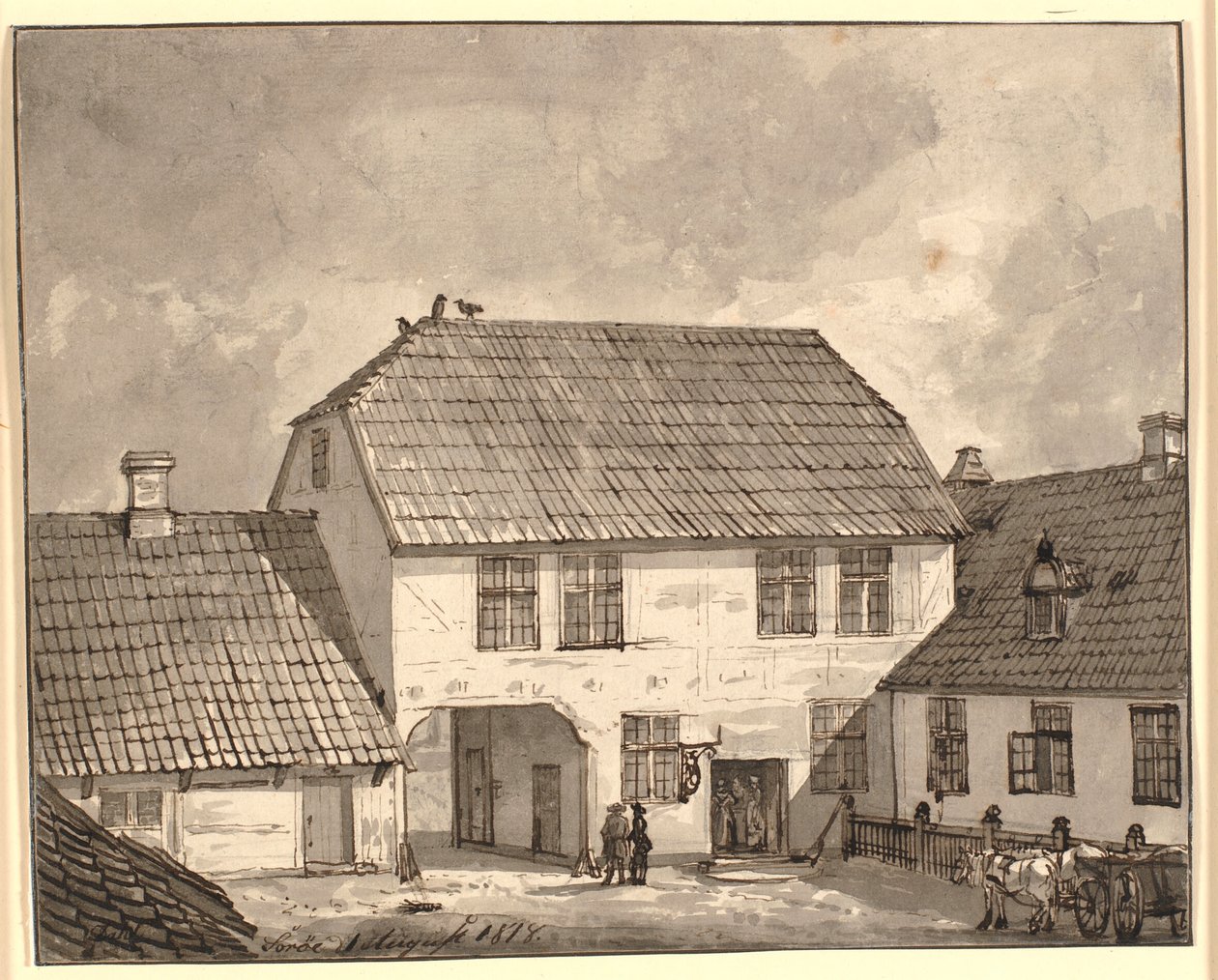 Gaardinteriør fra Sorø af Johan Christian Dahl