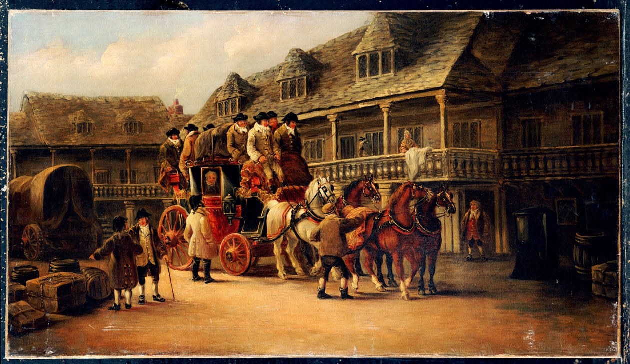 Går ombord på bussen til London, 1879 af J.C. Maggs
