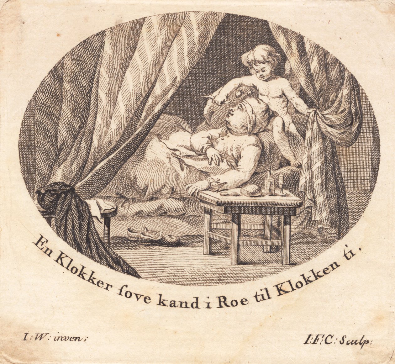 En fed klokker ligger og sover af J.F. Clemens