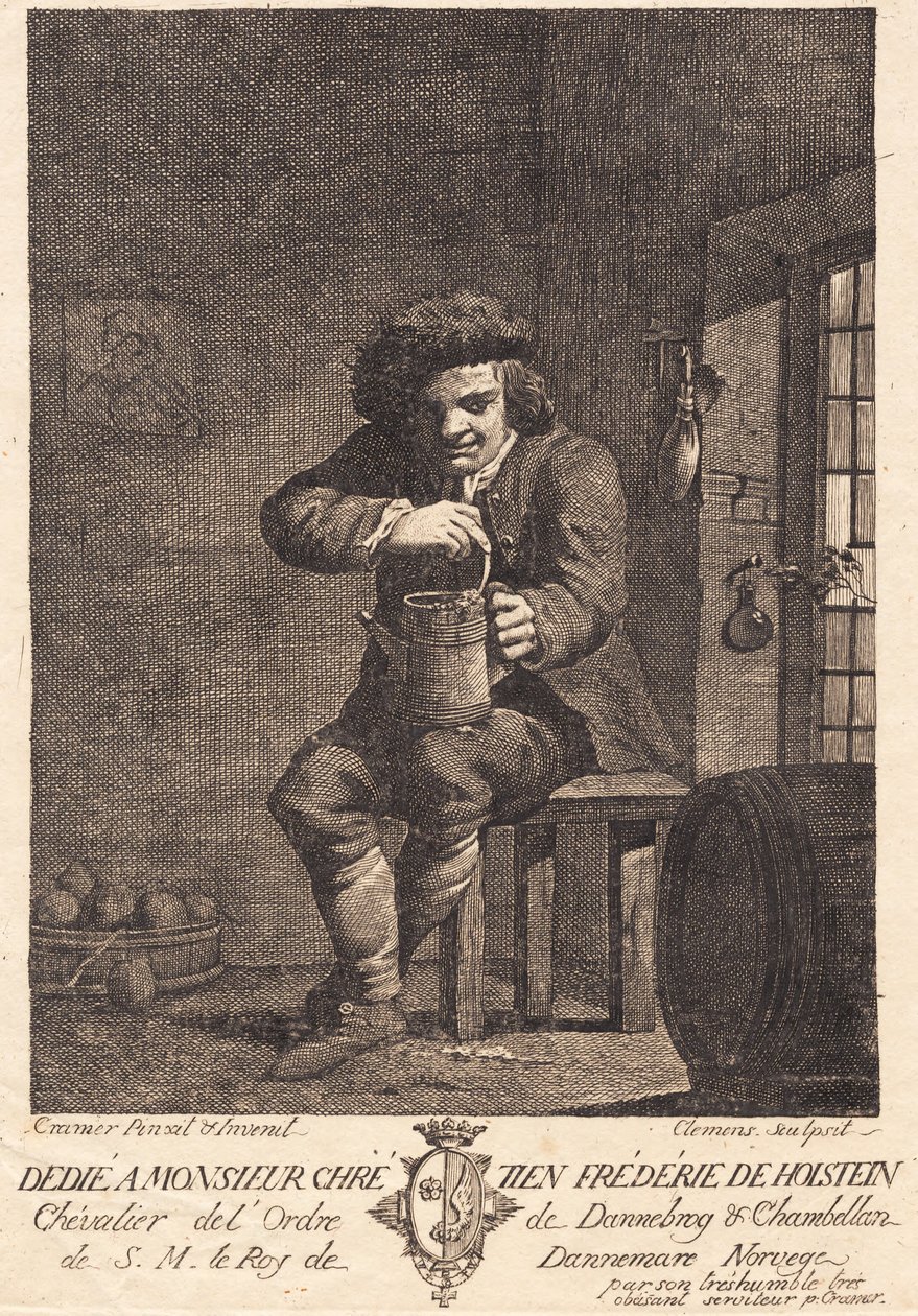 En siddende bonde af J.F. Clemens