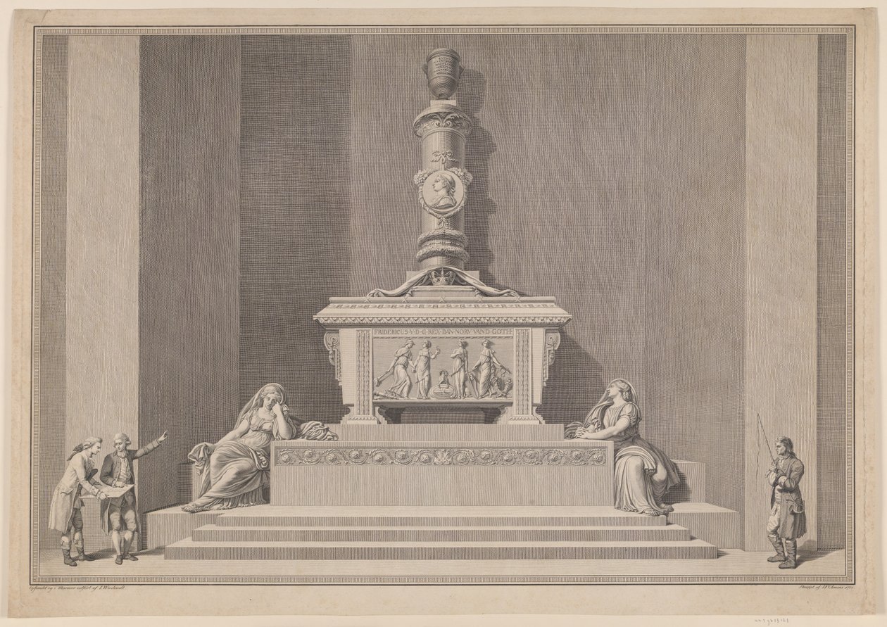 Frederik V´s gravmonument i Roskilde Domkirke af J.F. Clemens