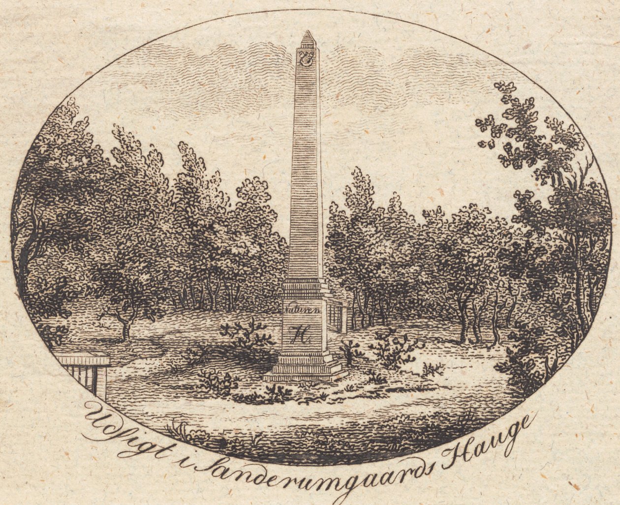 Vignet. Udsigt i Sanderumgaards Hauge af J.F. Clemens