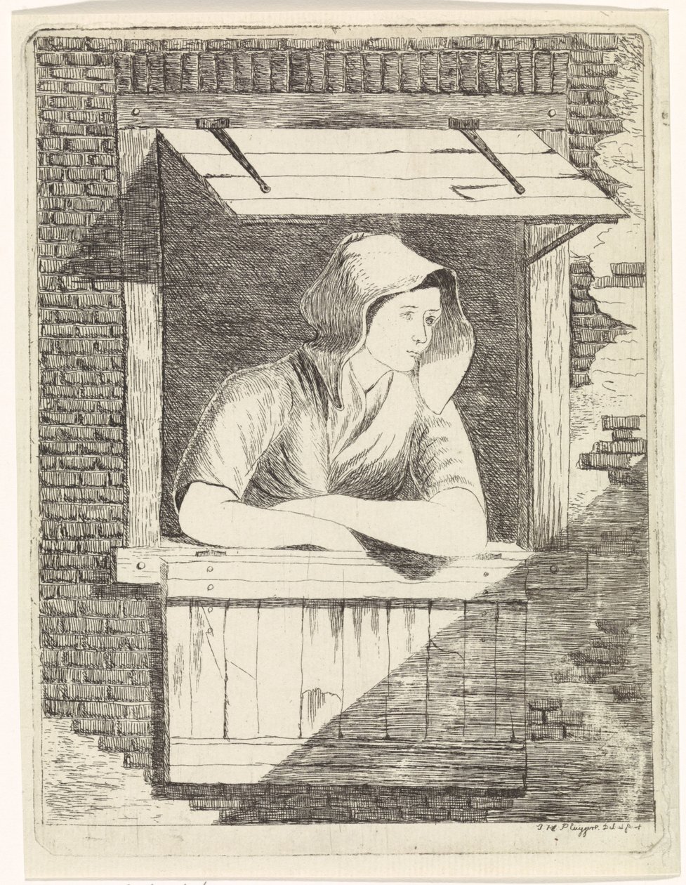 Kvinde ved et åbent vindue af J.H. Pluygers