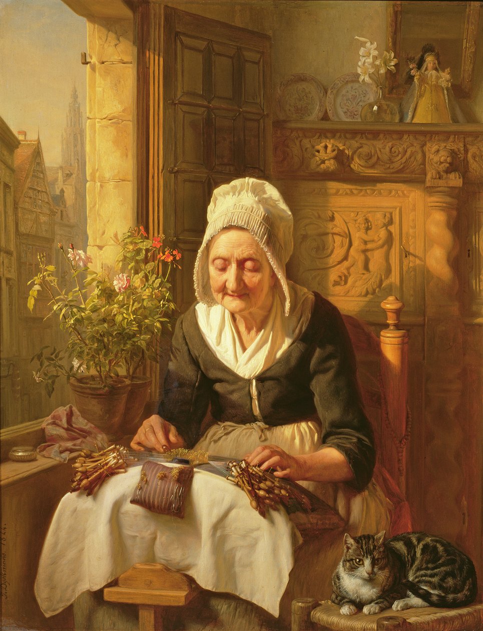 The Old Lacemaker, 1844 (panel) af J.L. Dyckmans