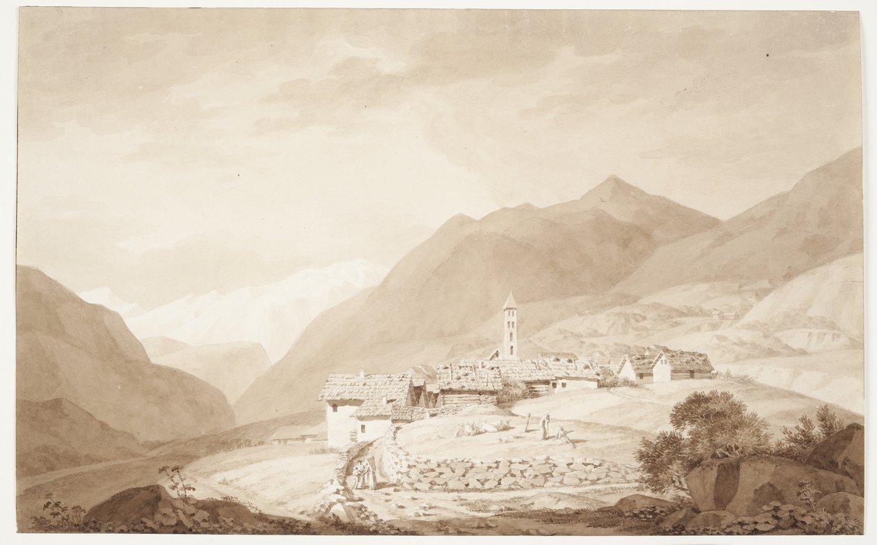 Landsbyen Airolo i Alperne af J.L. Lund