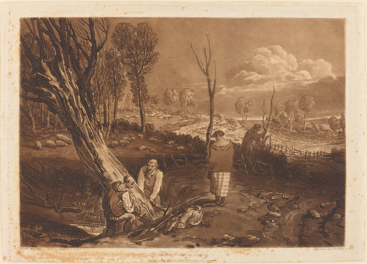 Hedging and Ditching, udgivet 1812. af Joseph Mallord William Turner