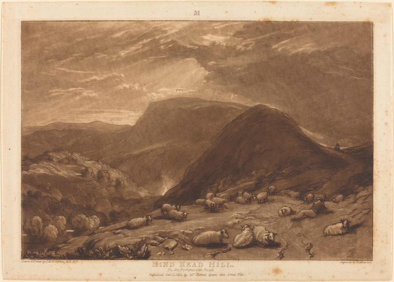 Hind Head Hill, udgivet 1811. af Joseph Mallord William Turner