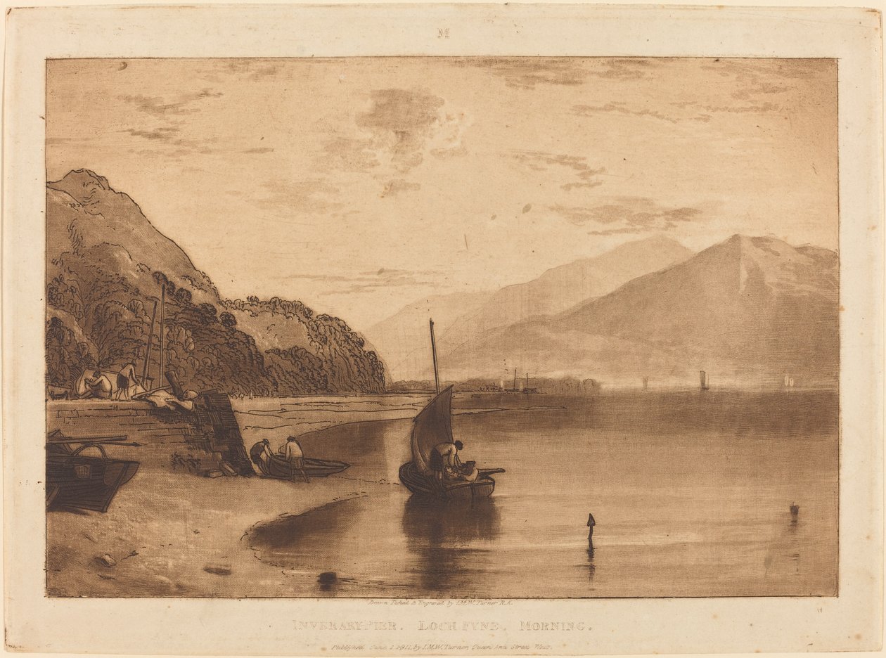 Inverary Pier, udgivet 1811. af Joseph Mallord William Turner
