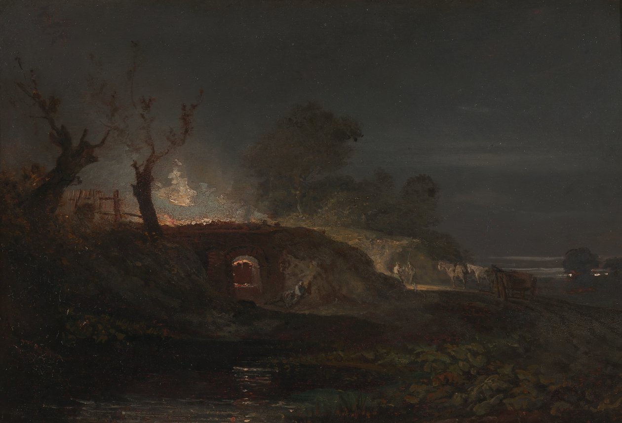 Kalkovn ved Coalbrookdale, ca. 1797. af Joseph Mallord William Turner