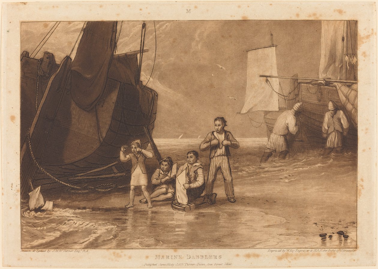 Marine Dabblers, udgivet 1811 af Joseph Mallord William Turner