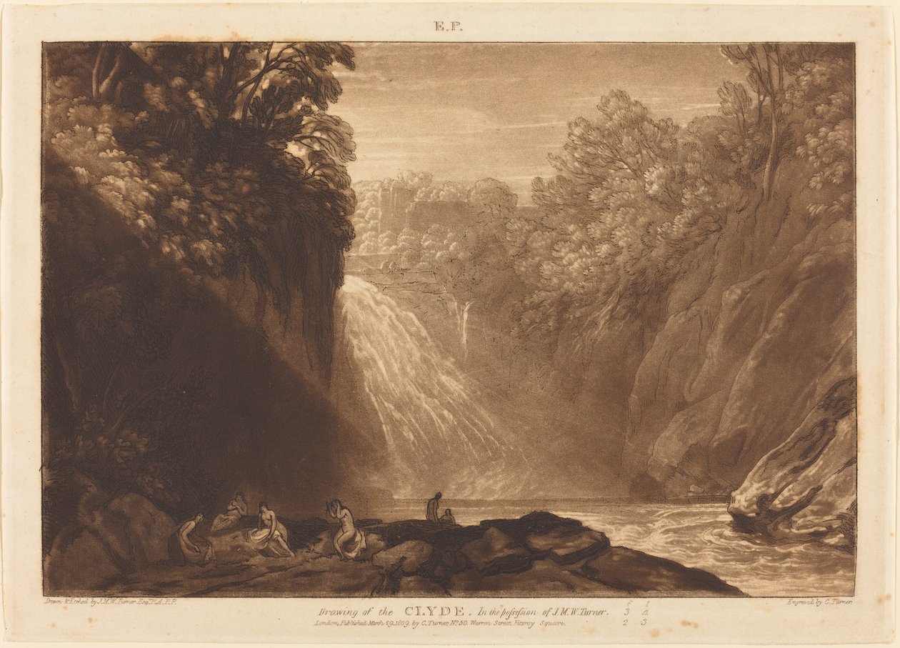 The Fall of the Clyde, udgivet 1809. af Joseph Mallord William Turner