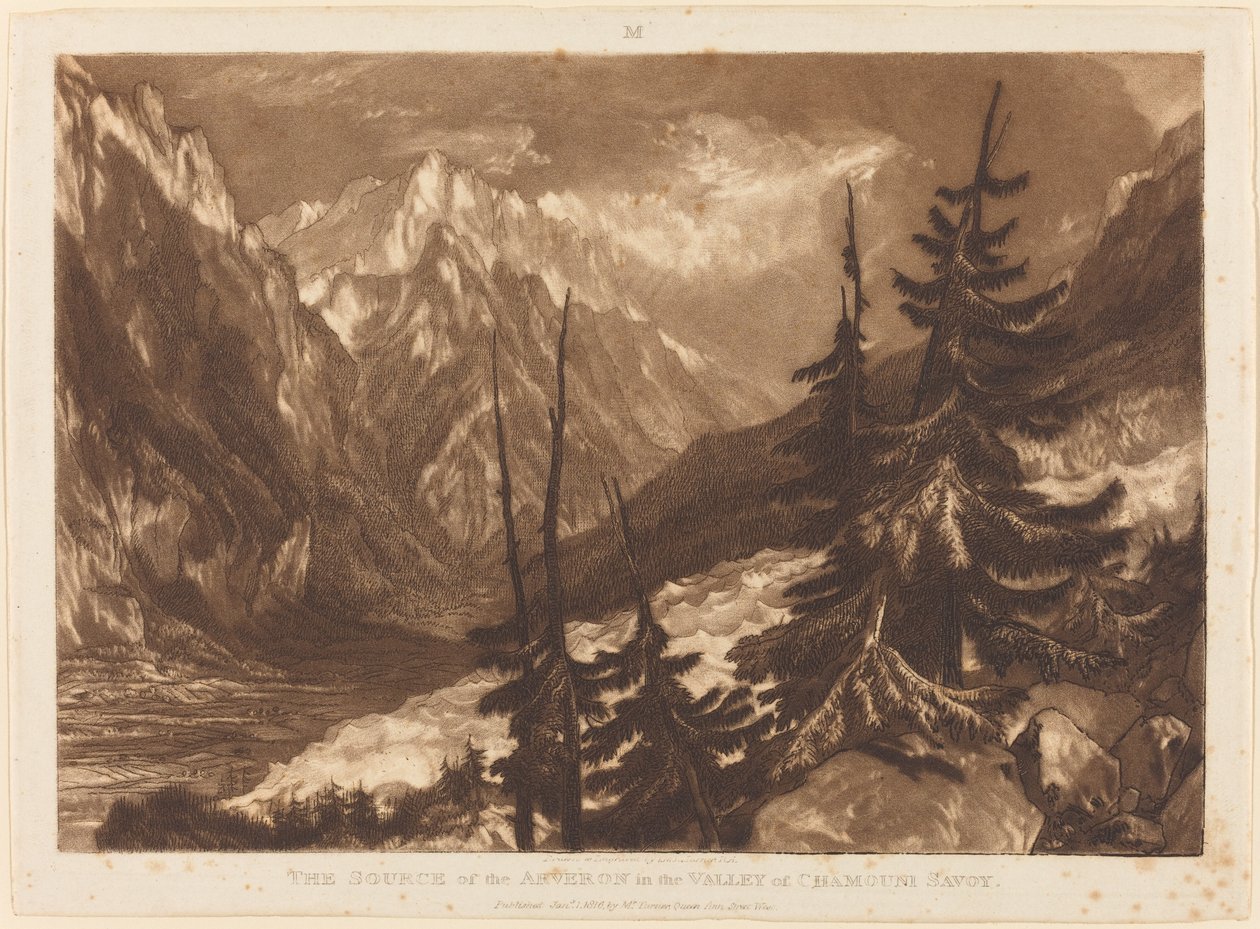 The Source of the Arveron, udgivet 1816. af Joseph Mallord William Turner