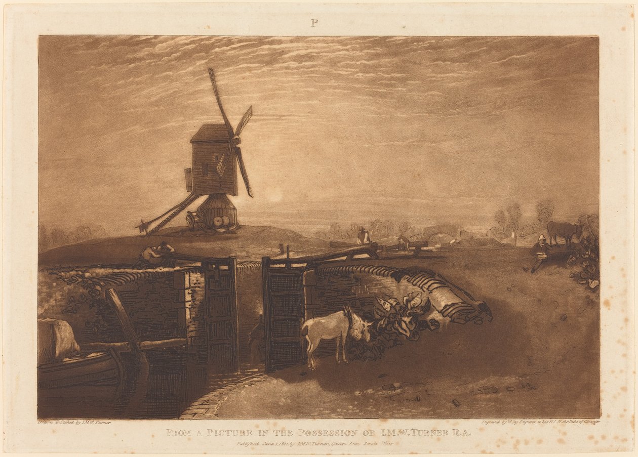 Windmill and Lock, udgivet 1811. af Joseph Mallord William Turner