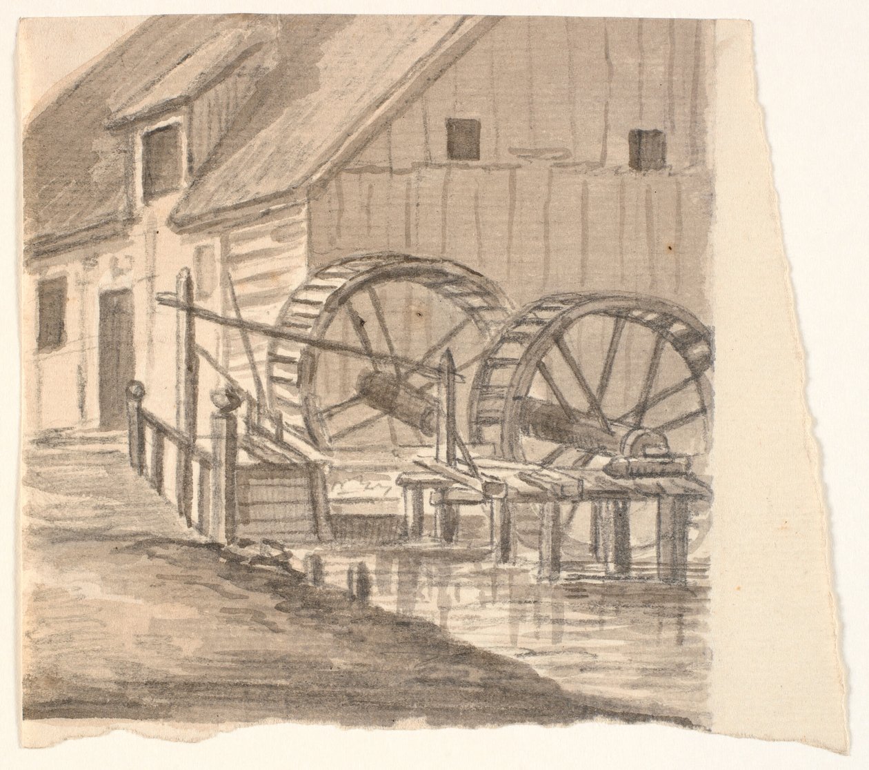 Møllehjul og del af mølle af J.P. Møller