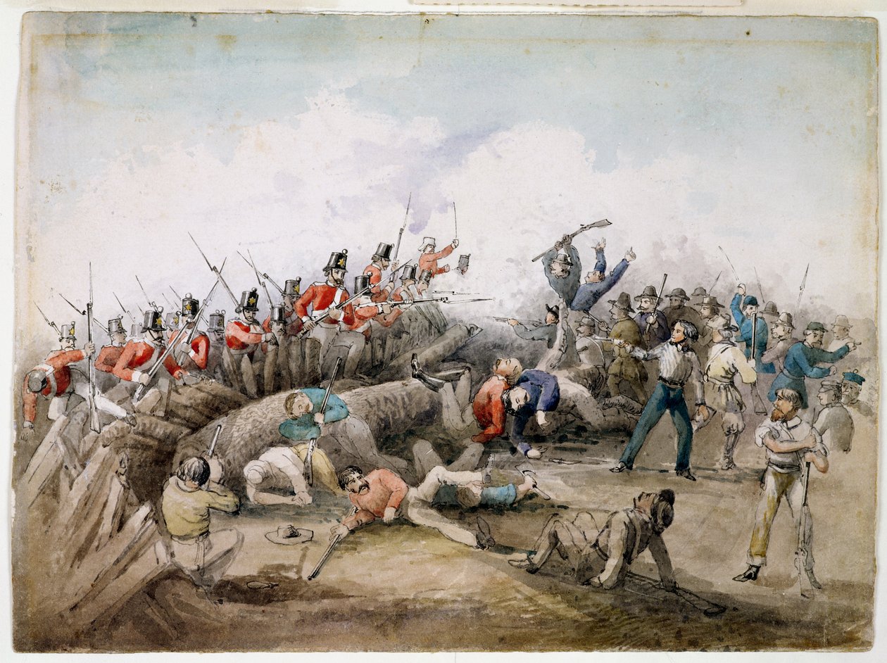 Eureka Stockade-optøjer, Ballarat, Australien, 1854 af J.R. Henderson