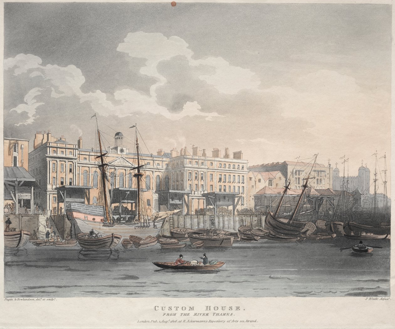 Customs House, fra Themsen af J. Bluck