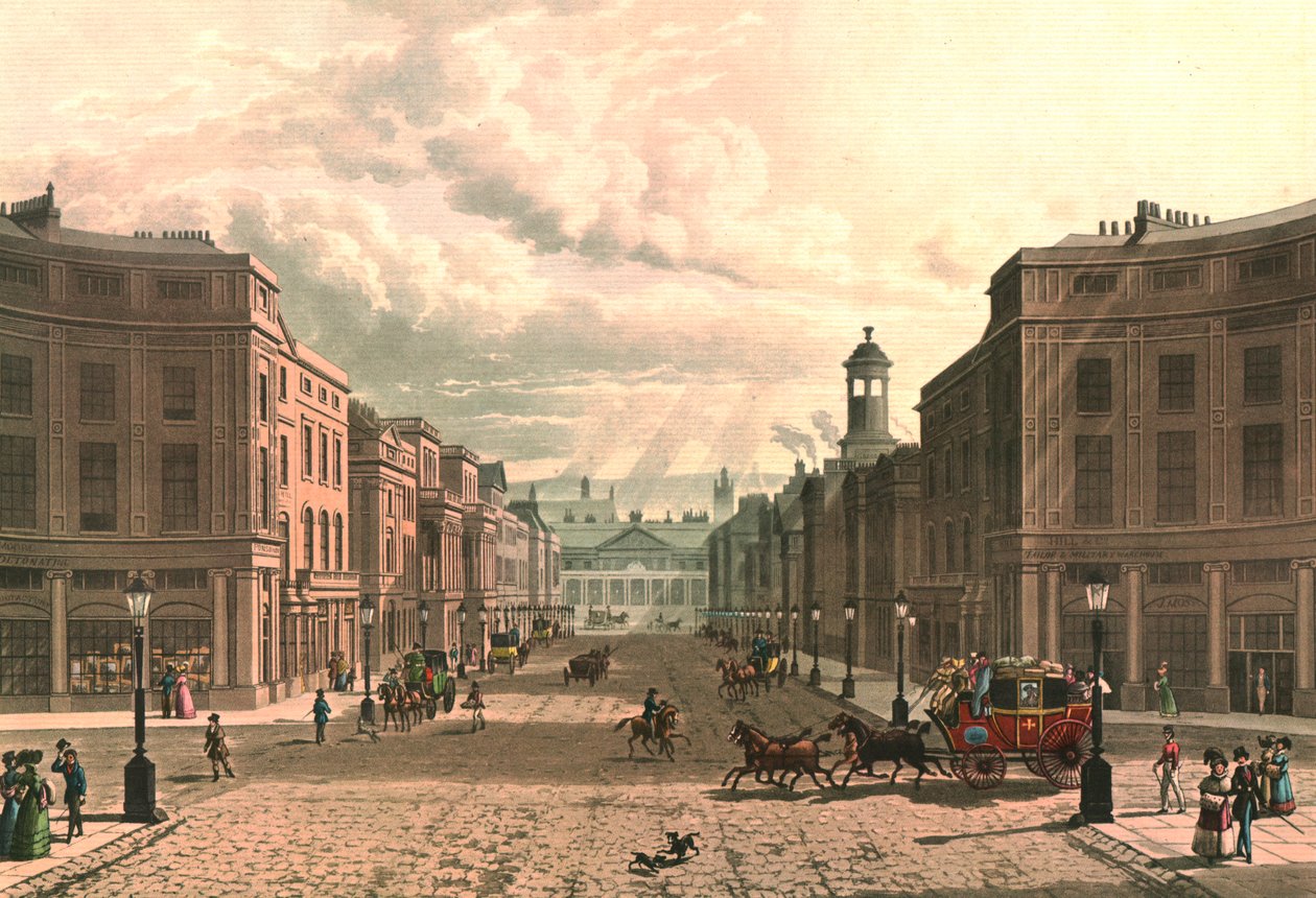 Regent Street fra Piccadilly, c1822. af J Bluck