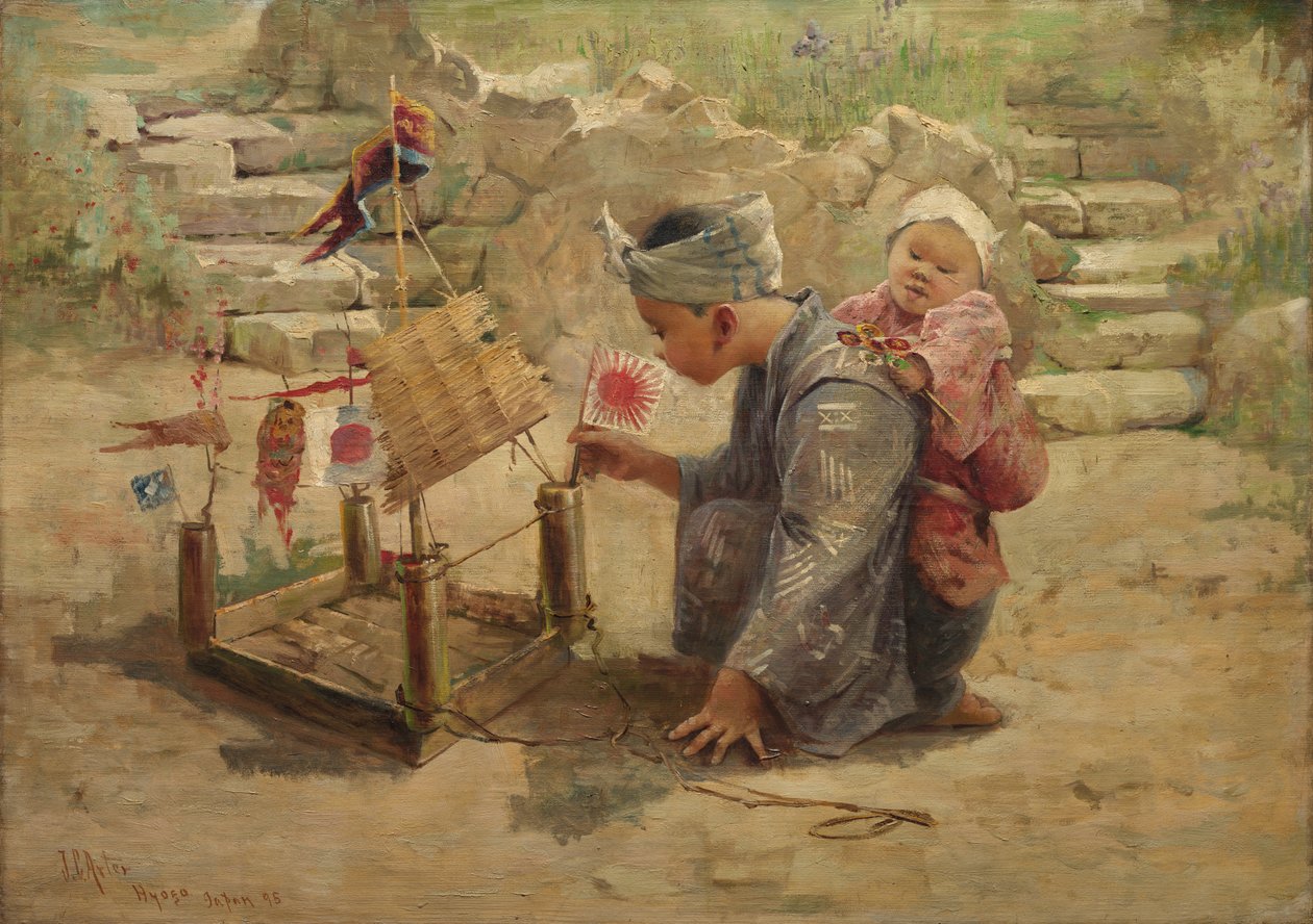 Japansk dreng, der bygger en krigsmand af J. C. Arter