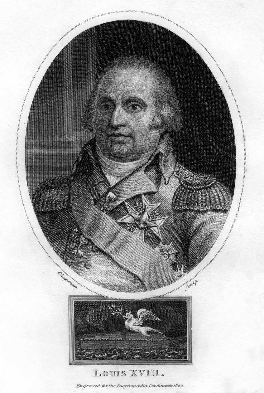 Ludvig XVIII, konge af Frankrig, 1820. af J. Chapman