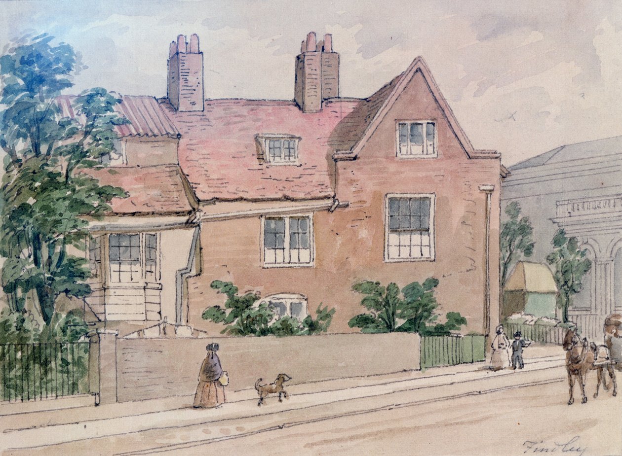 Gamle huse ved Kennington Green, 1855 af J. Findley