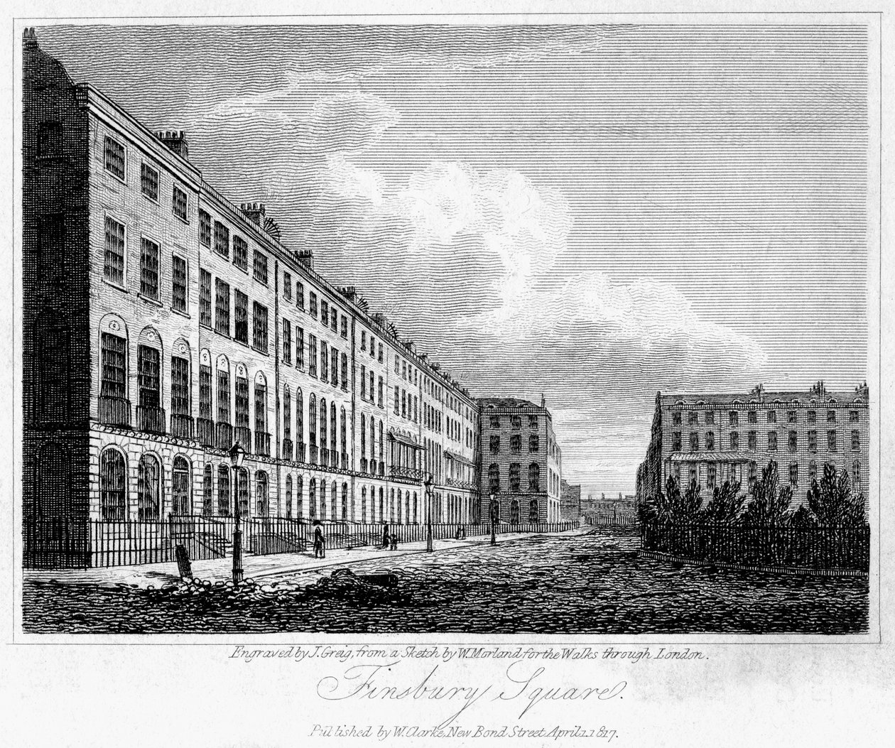 Finsbury Square, London, 1817. af J. Greig