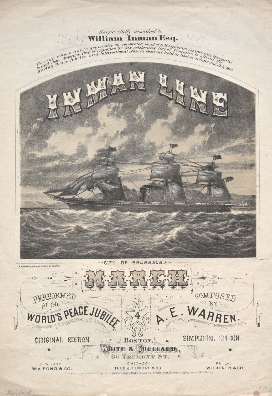 Inman Line marts, 1872. af J. H. Bufford