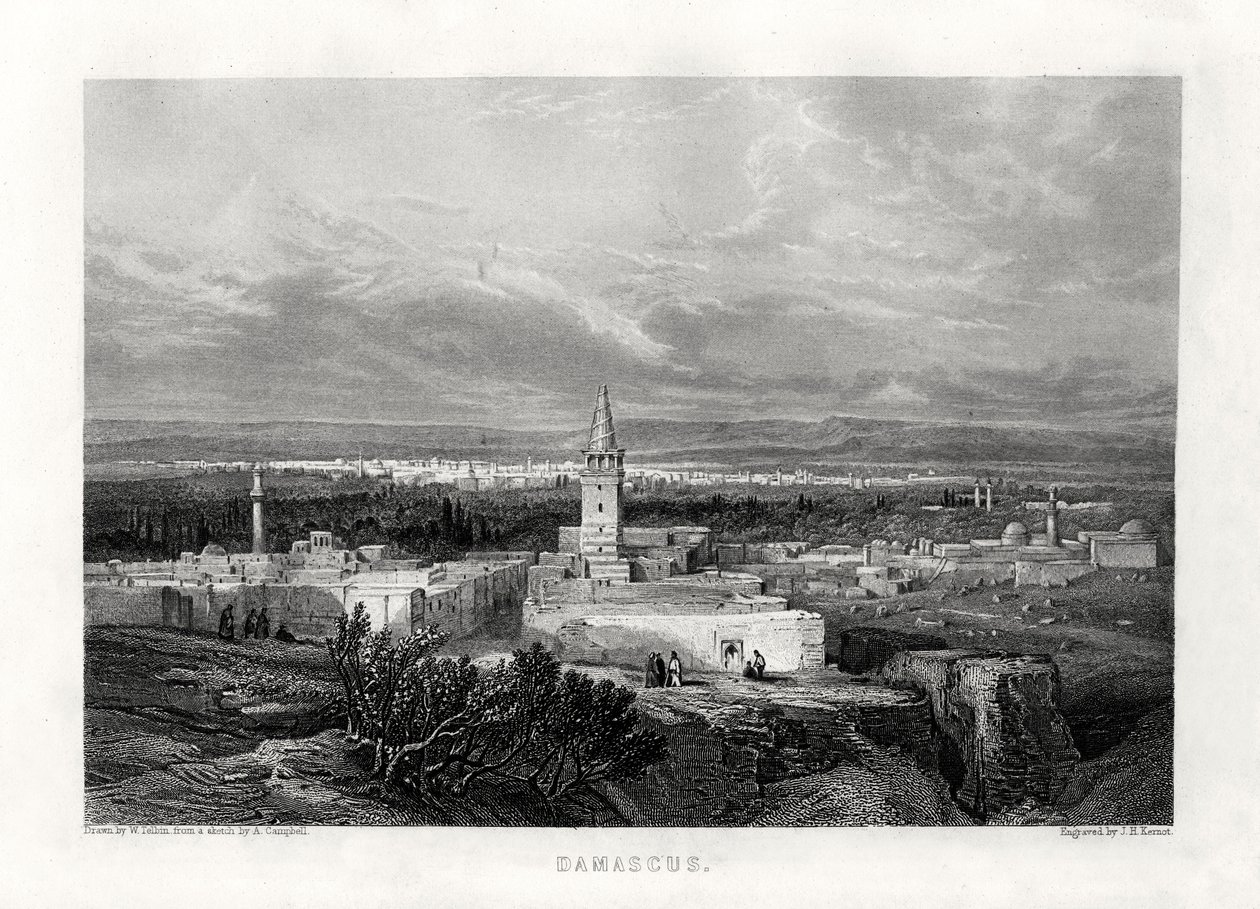 Damaskus, Syrien, 1800-tallet af J. H. Kernot