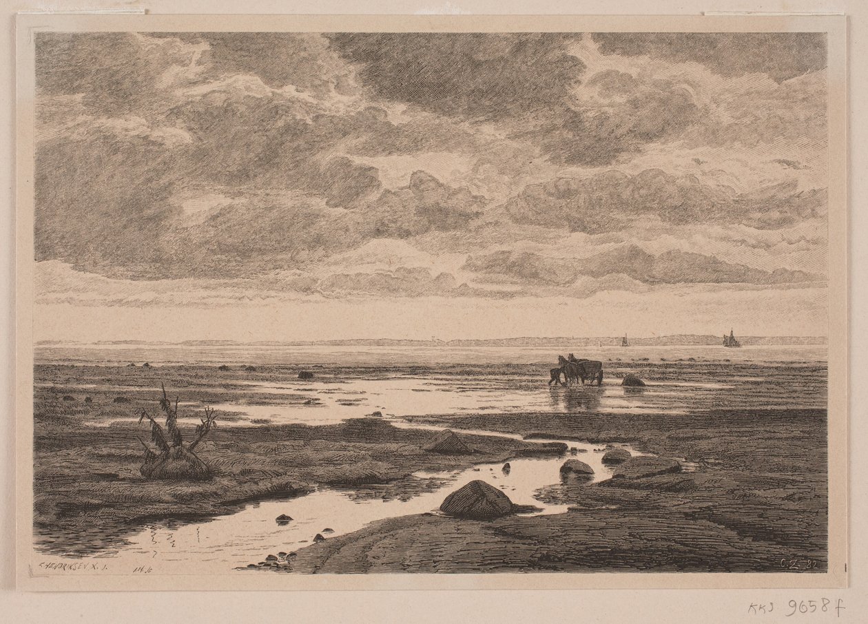 Åens udløb i stranden af J. Hildebrand