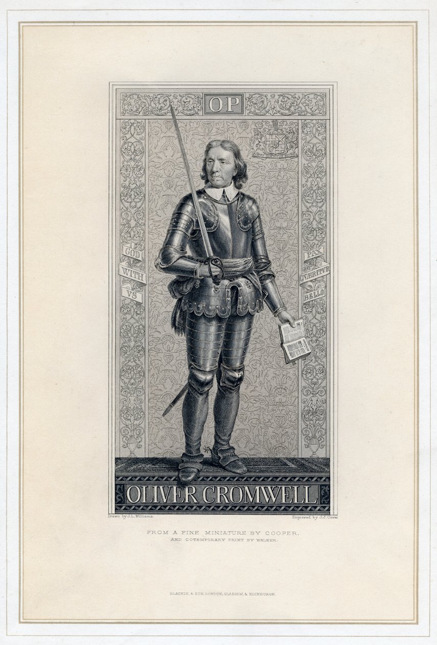 Oliver Cromwell 1599-1658, 1800-tallet. af J. J. Crew