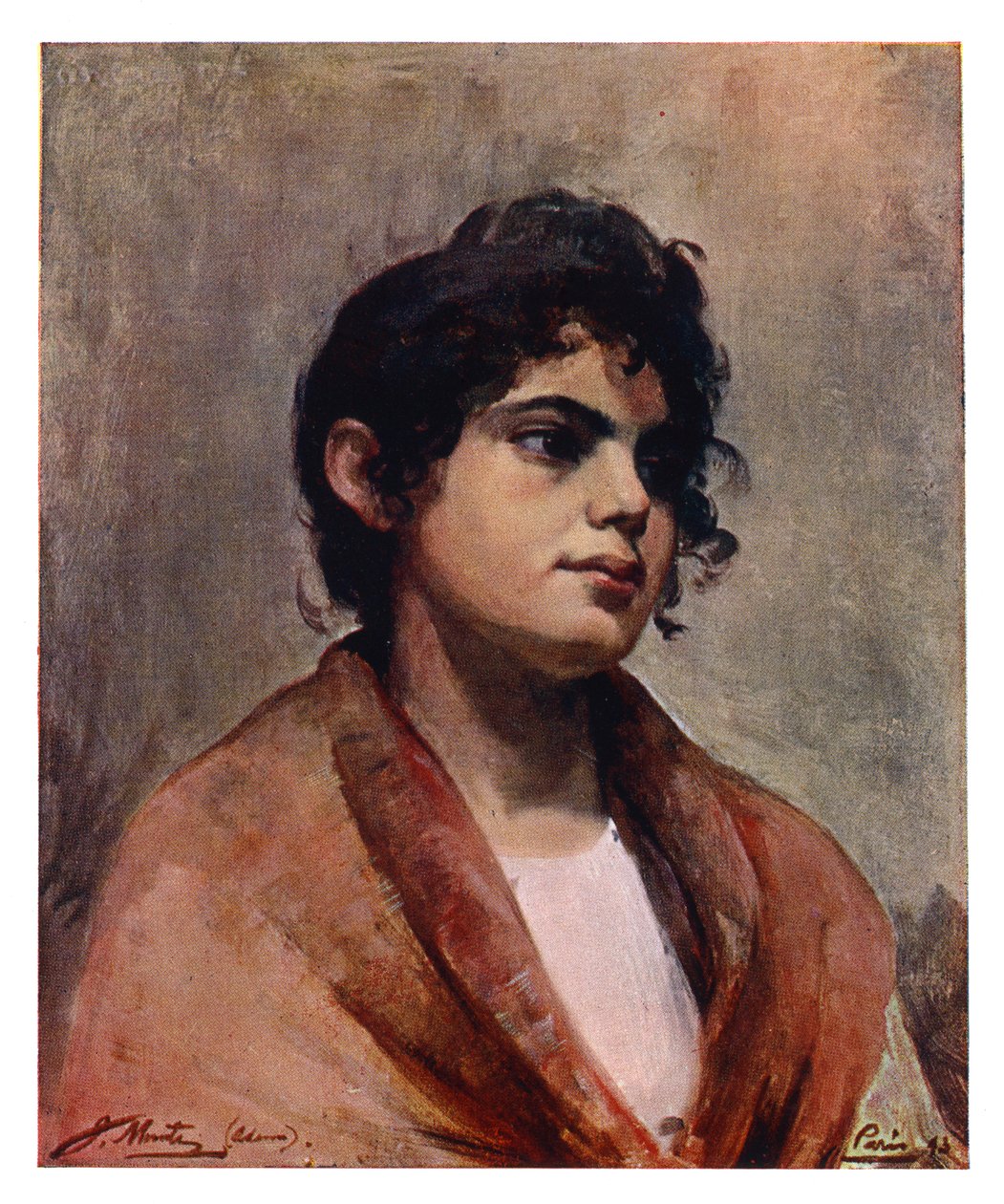 Studie af en italiensk piges hoved, 1901. af J Muntz