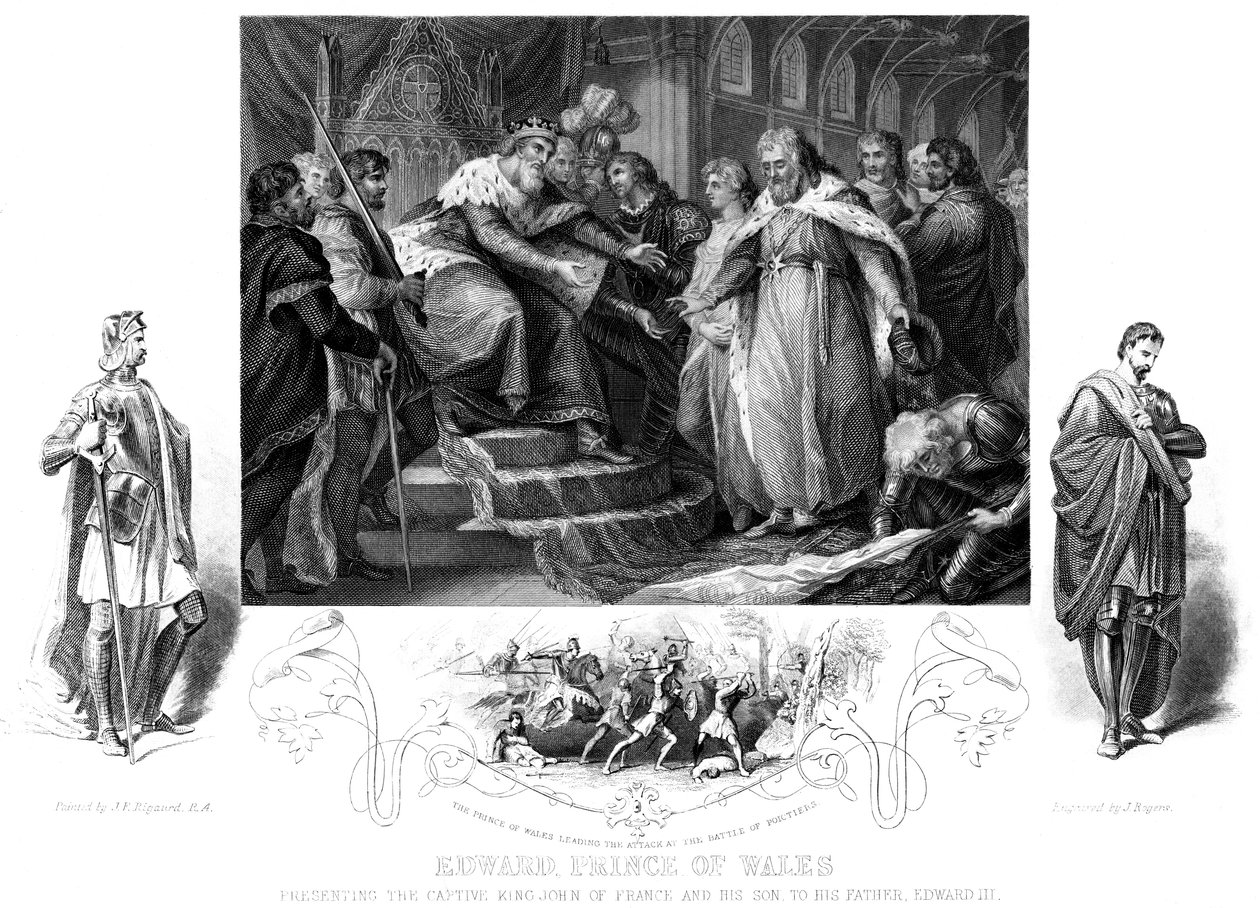 Edward, Prins af Wales 1330-1376, 1800-tallet. af J. Rogers