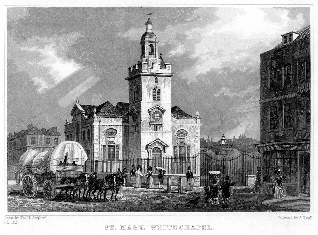 Church of St Mary, Whitechapel, London, 1831. af J. Tingle