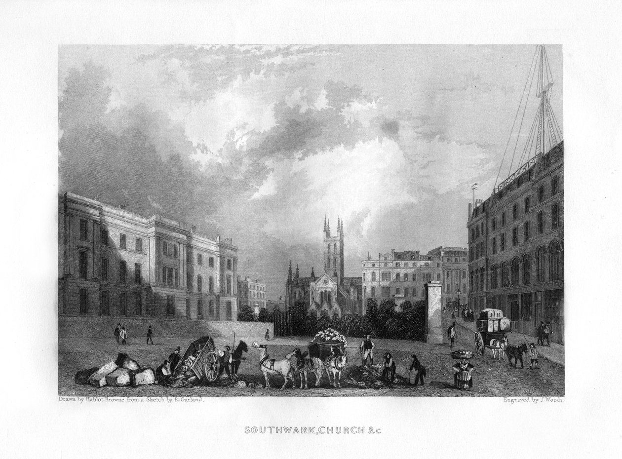 Southwark Cathedral, London, 1800-tallet. af J. Woods