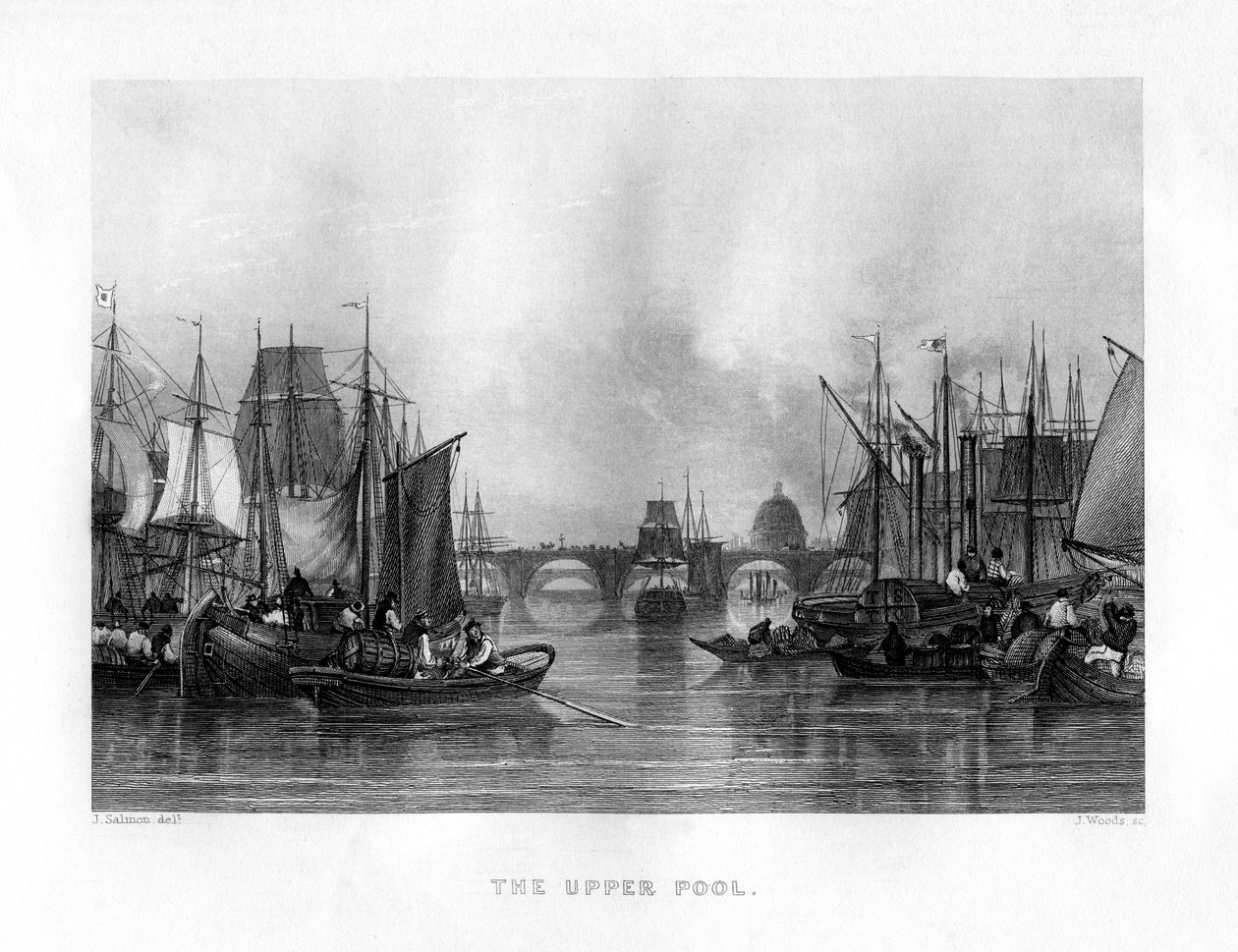 The Upper Pool, London, 1800-tallet. af J. Woods