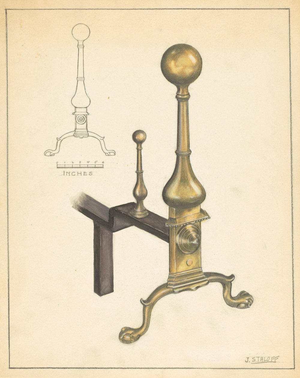 Andiron (en af par) af Jack Staloff