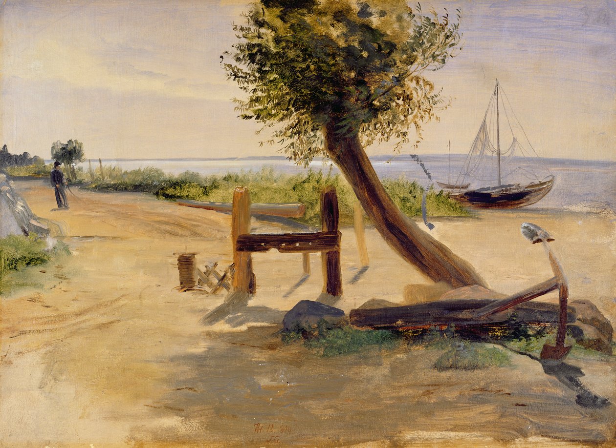 Elbens bredder, 1840 (olie på papir på plade) af Jacob Gensler