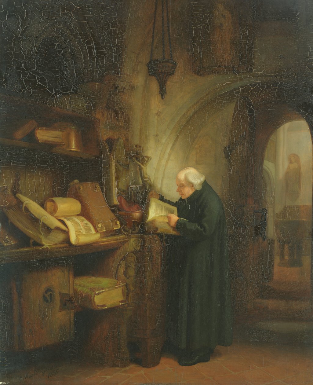 Sakristiet, 1835 (olie) af Jacob Gensler