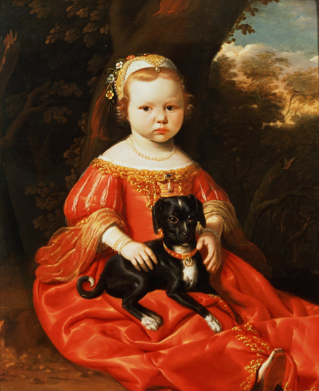 Portræt af en pige med en hund af Jacob Gerritsz Cuyp