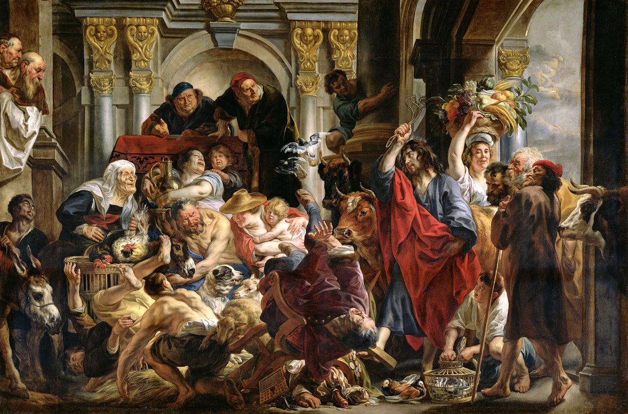 Kristus fordriver købmændene fra templet af Jacob Jordaens