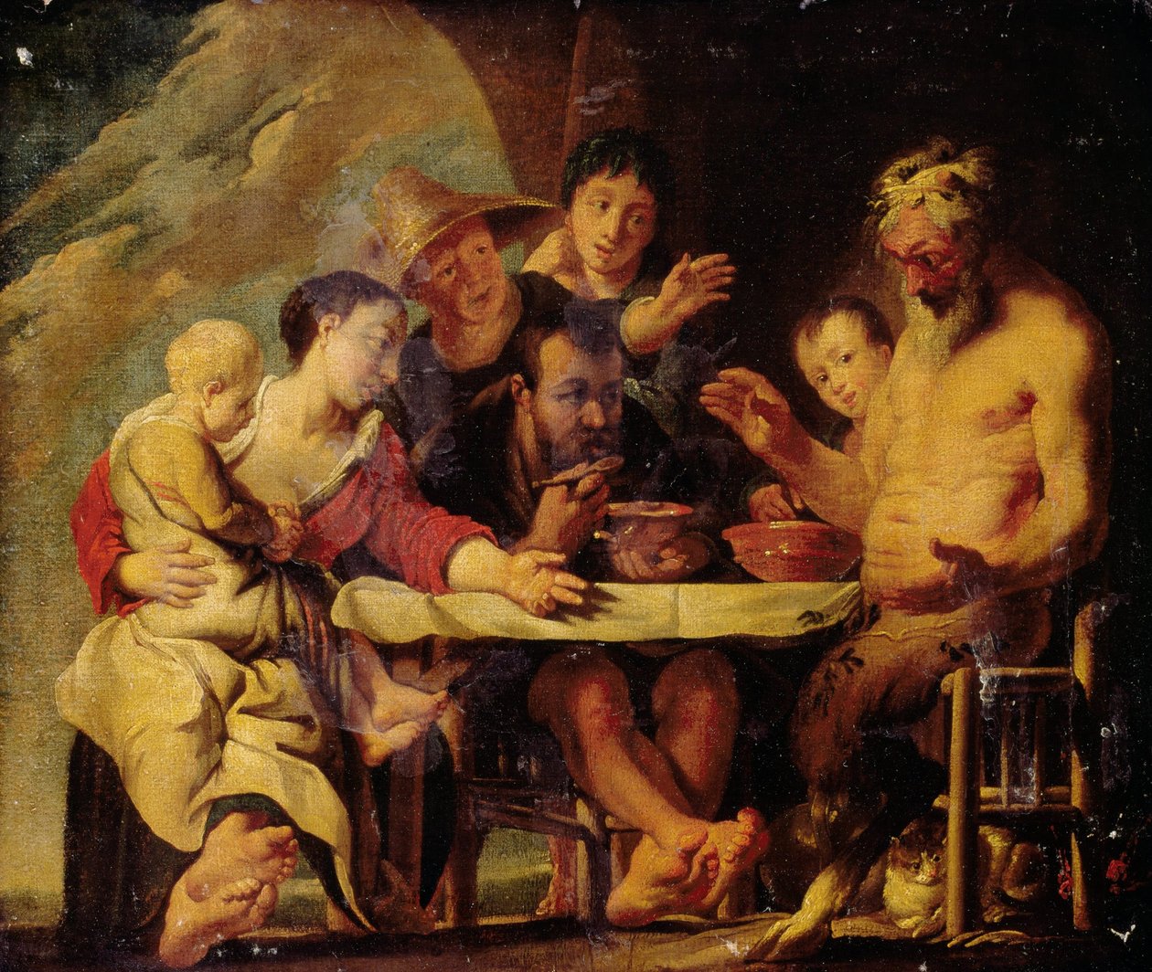 Satyr og bønder af Jacob Jordaens
