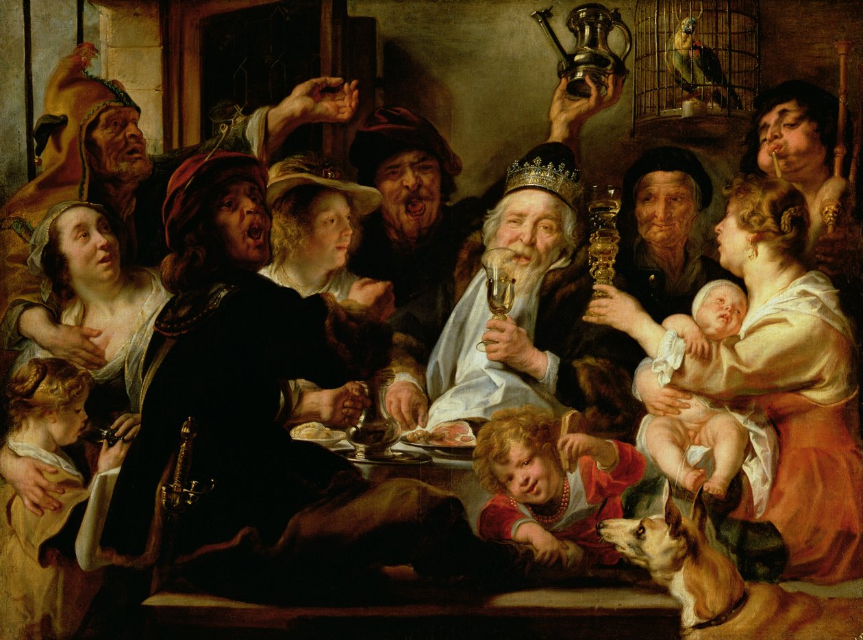 Bønnekongen (Kongen drikker), ca. 1638 af Jacob Jordaens