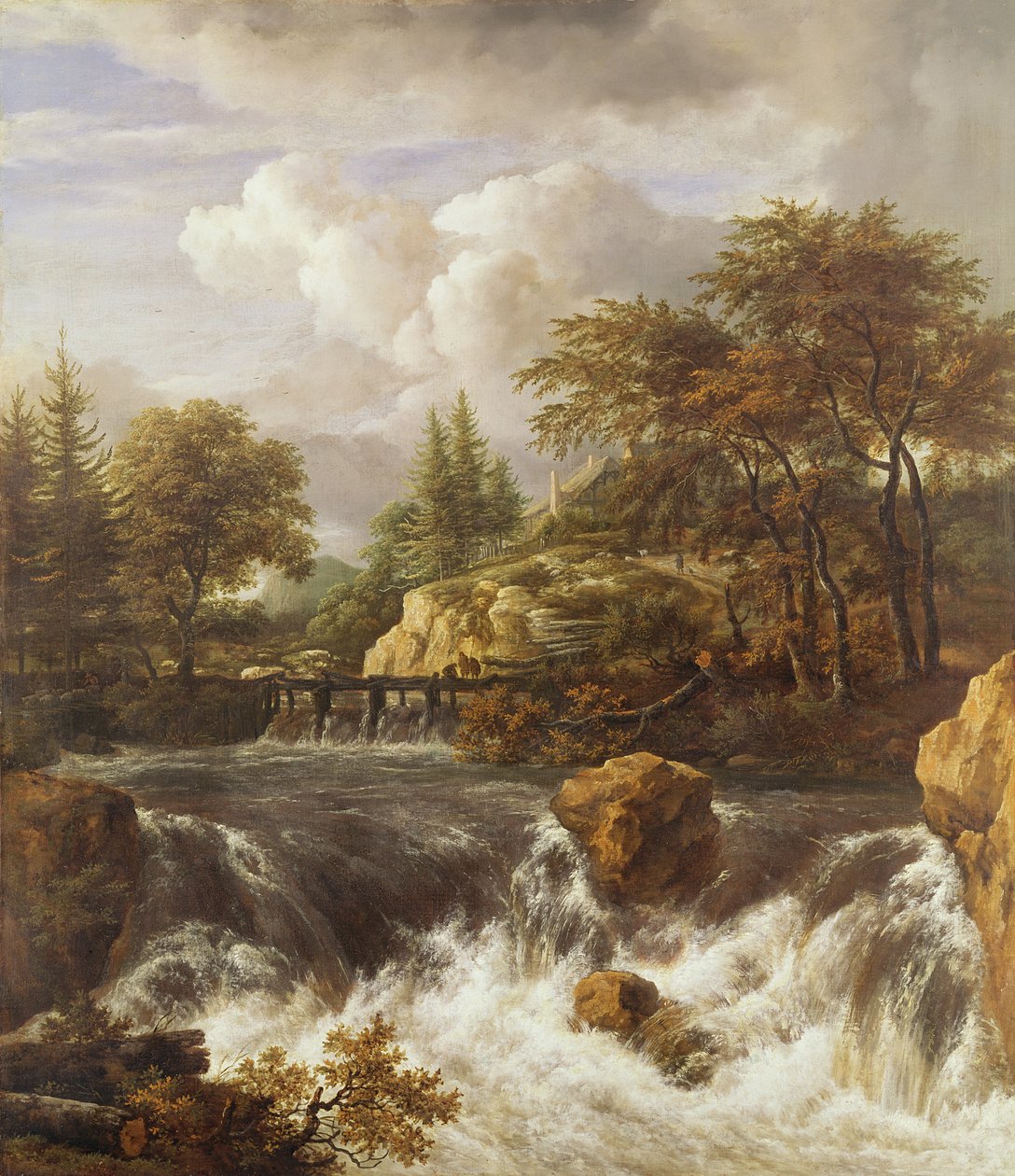 Et vandfald i et klippelandskab, ca. 1660-70 af Jacob van Ruisdael