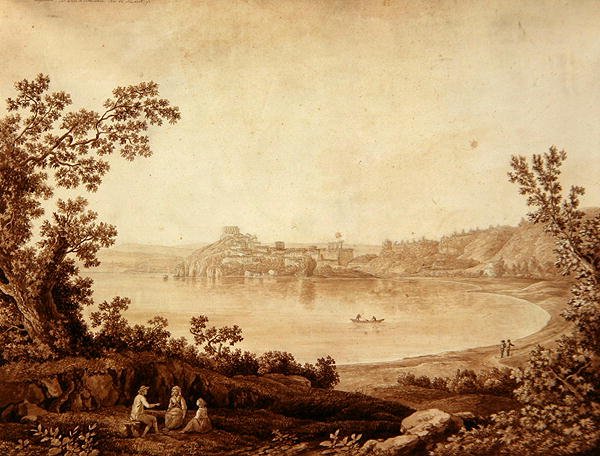 Bracciano-søen af Jacob Philippe Hackert