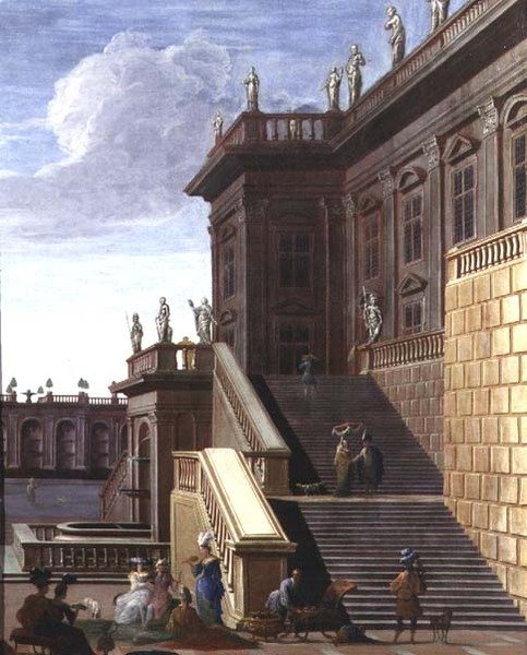 Gården til et barokpalads af Jacob Balthasar Peeters