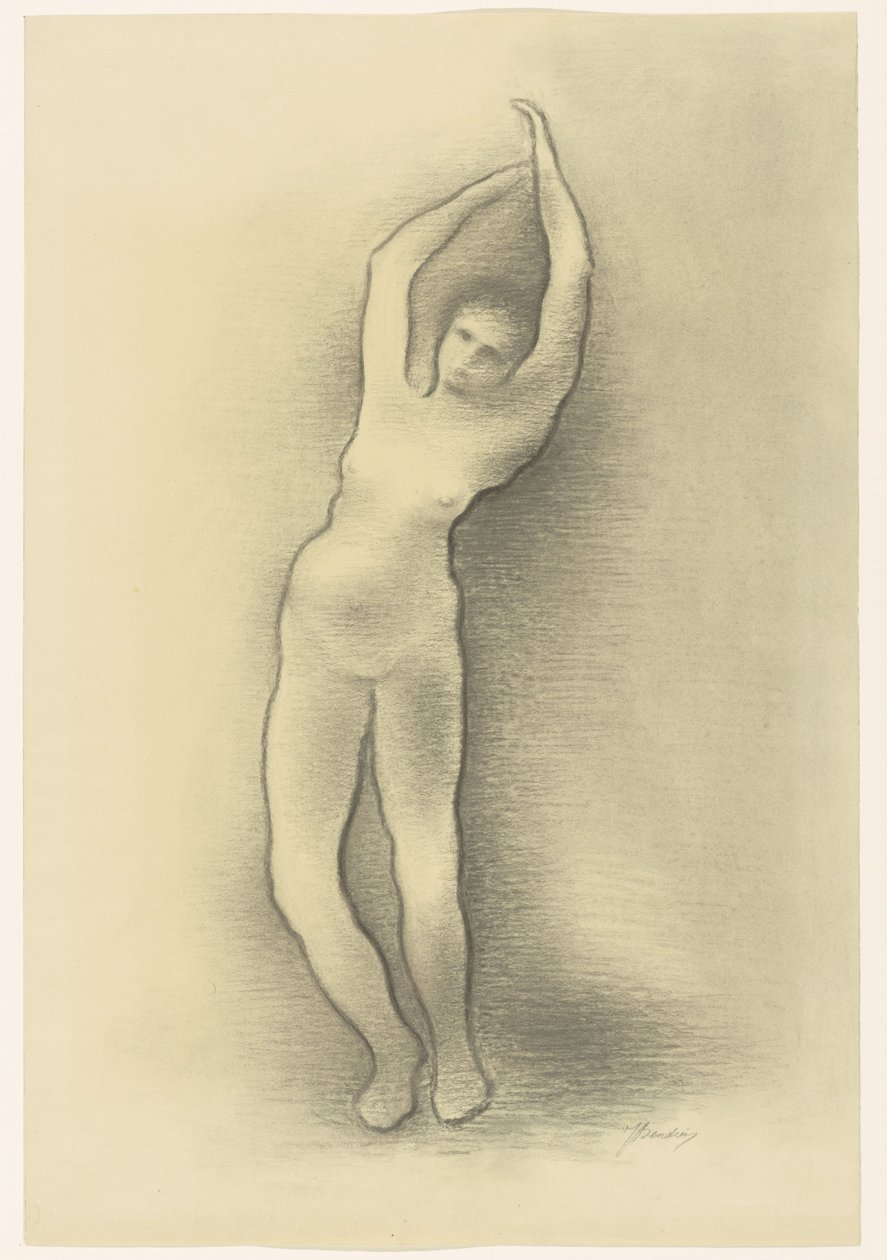 stående nøgen kvinde af Jacob Bendien (signed by artist)