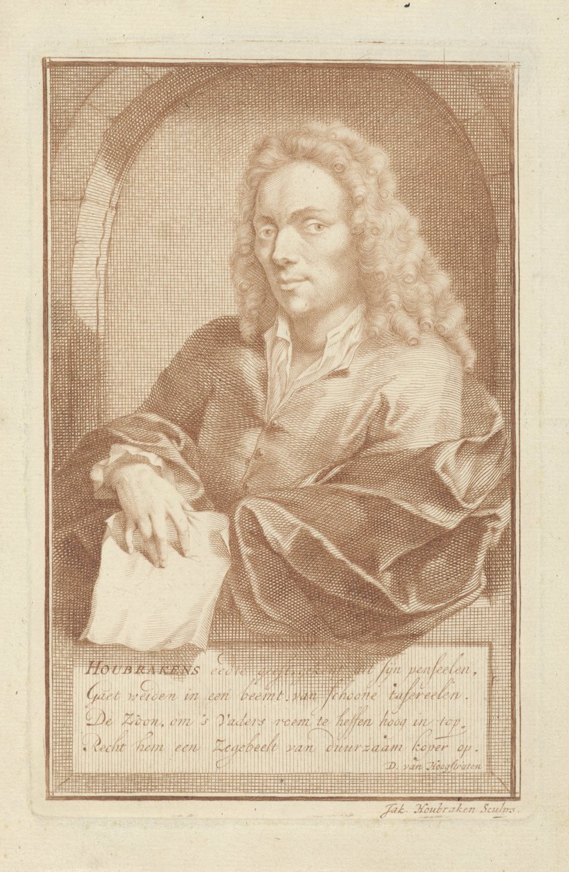 Portræt af Arnold Houbraken af Jacob Houbraken