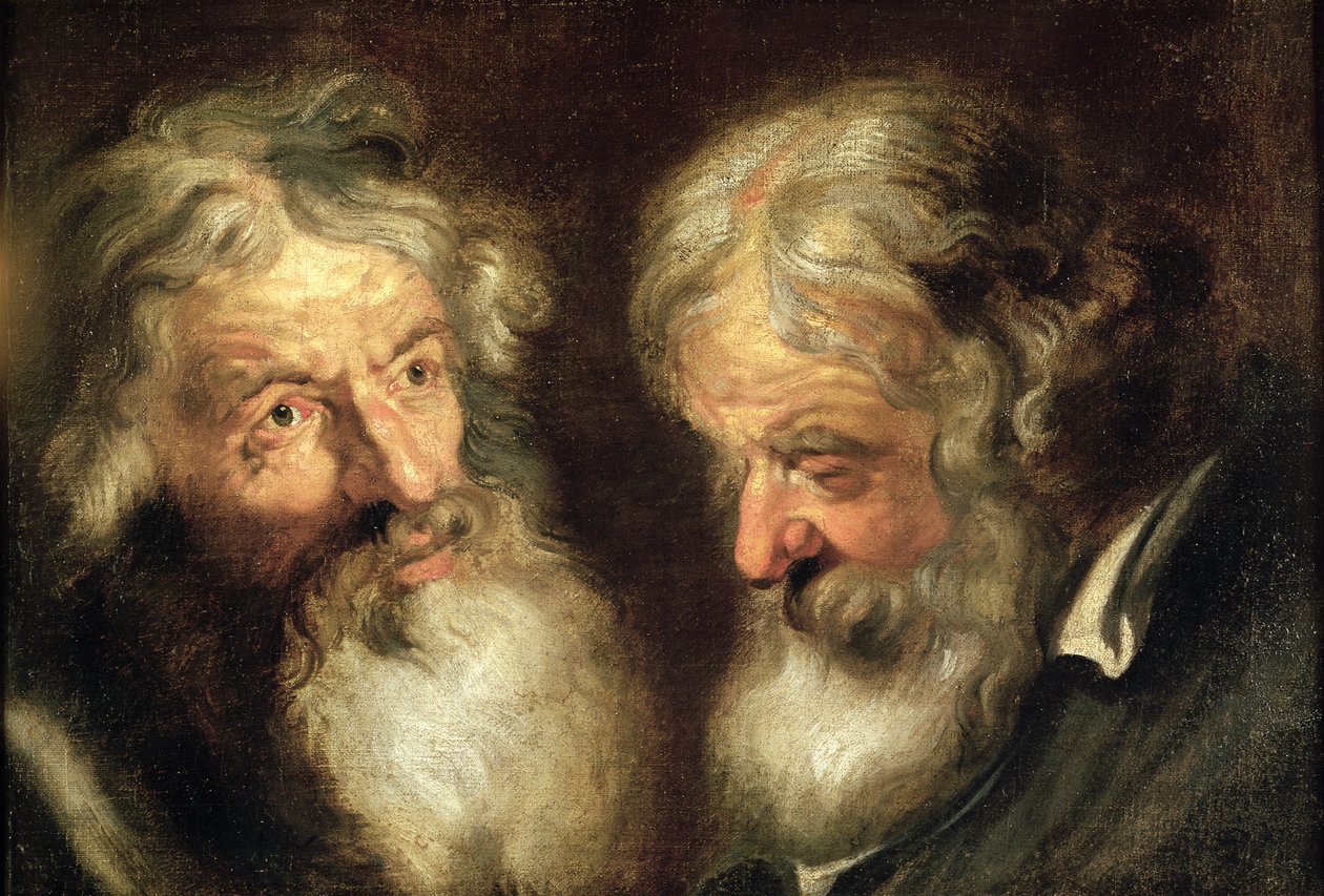 Hoveder af to gamle mænd af Jacob Jordaens